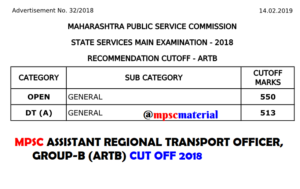 MPSC CUT OFF 2018